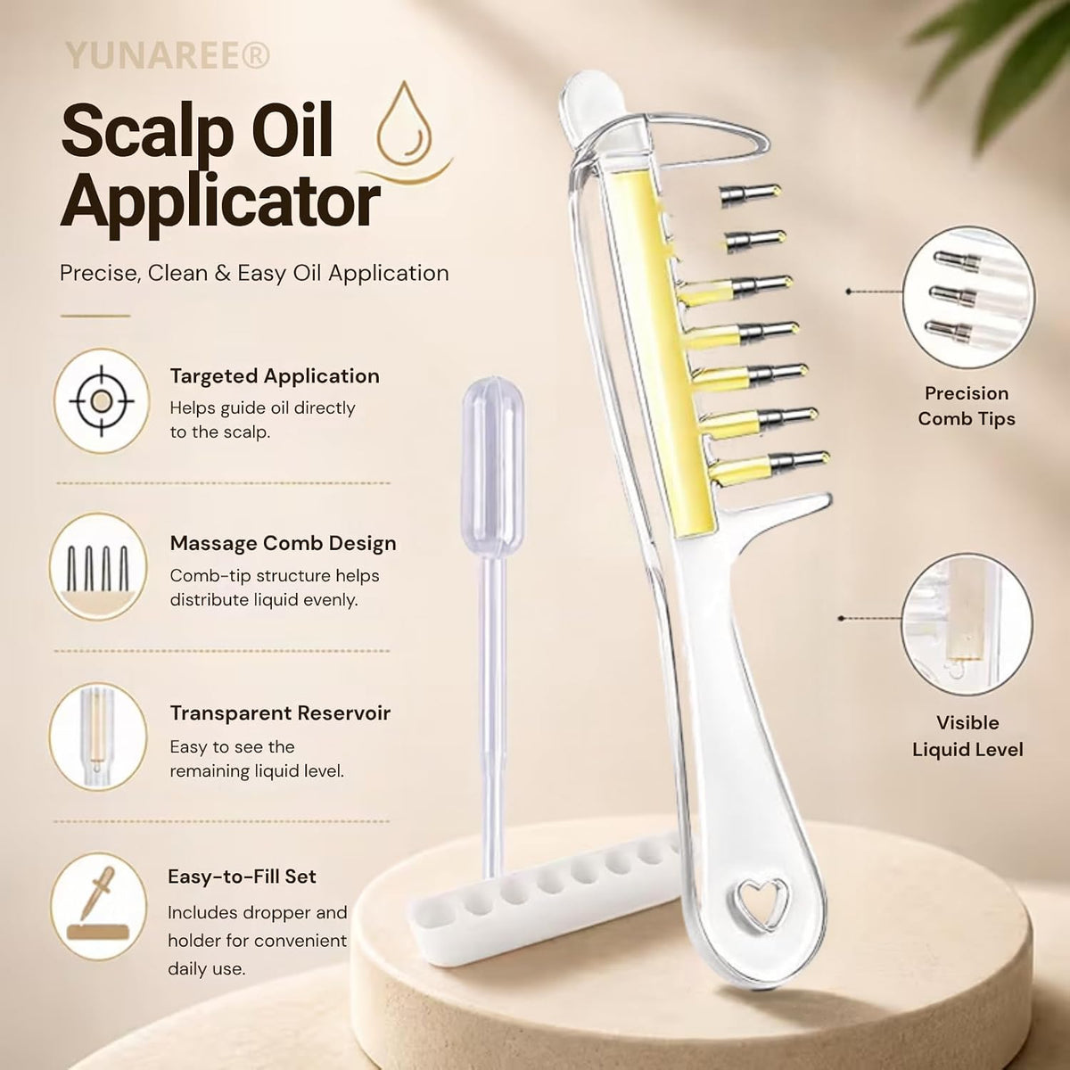 Crystal Serum Applicator Scalp Massage Comb