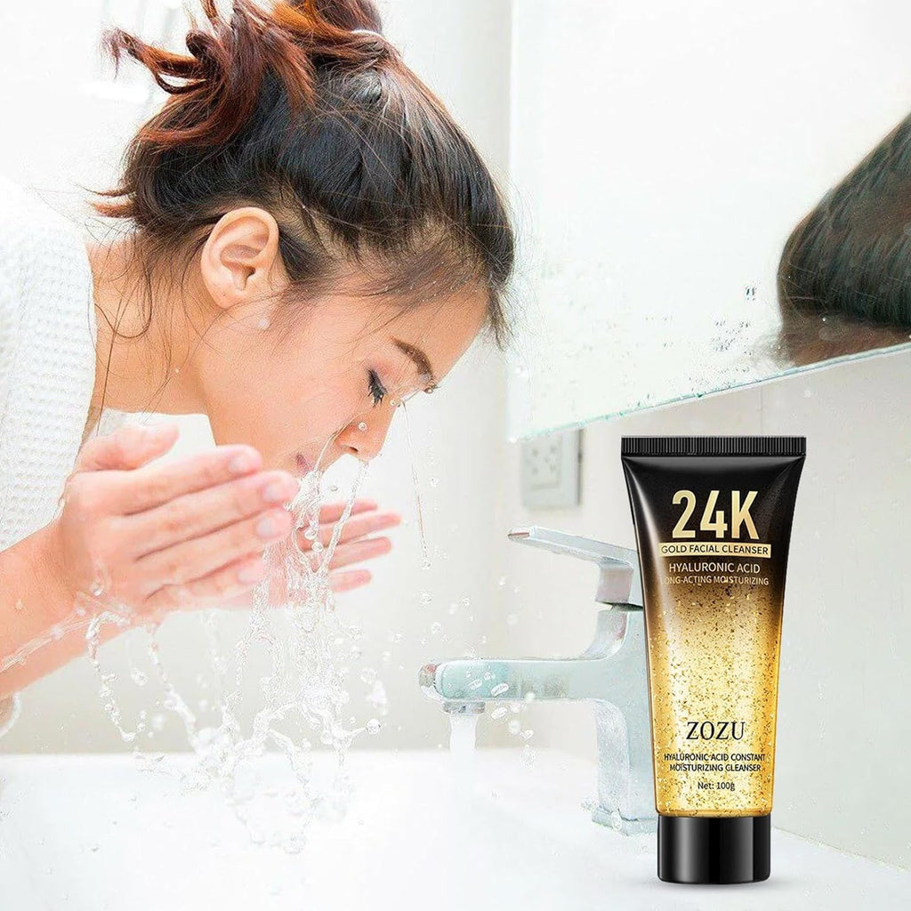 ZOZU Facial Cleanser 24K Gold Cleansing Hyaluronic Acid Cleansing Hydrating And Brightening 100g