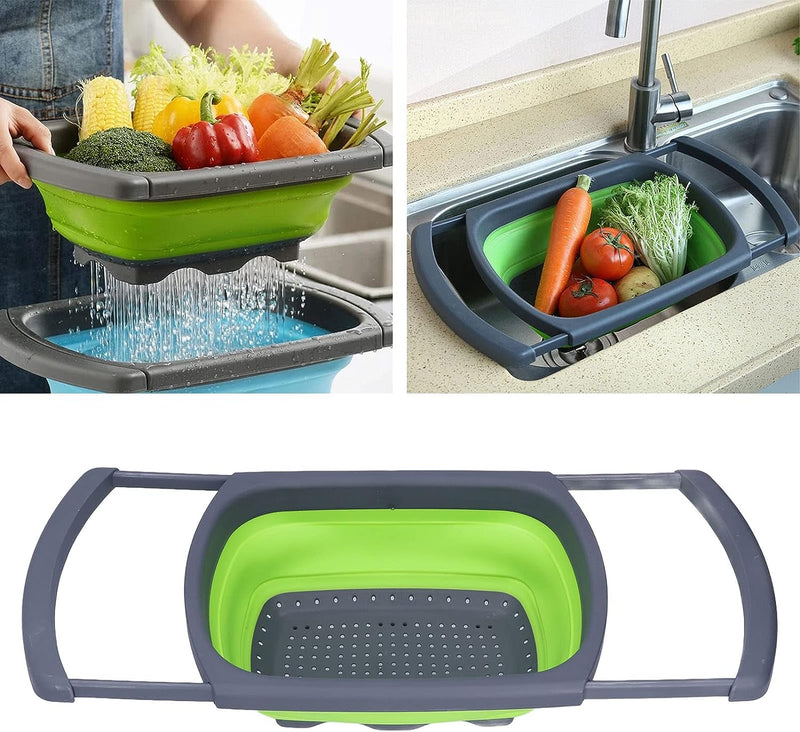 Silicone Kitchen Storage Bag Foldable Storage Basket Drain Filter