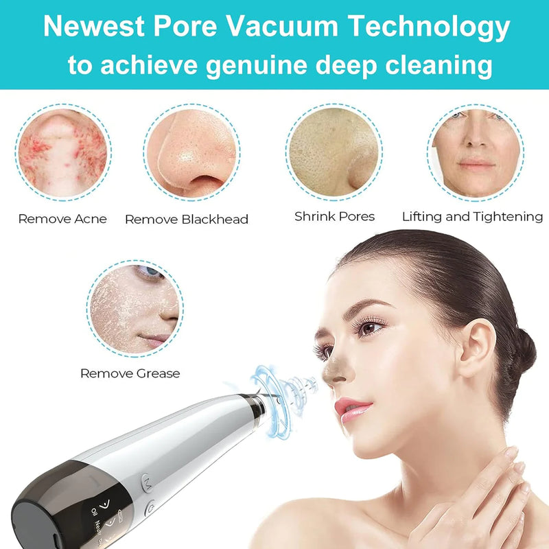 Portable Black Heads Remover Vacuum Pore Facial Cleaner With 6 Replaceable Suction Probes Devices