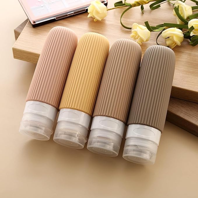 Portable Squeezable Silicone Travel Bottles For Toiletries 4Pcs Set