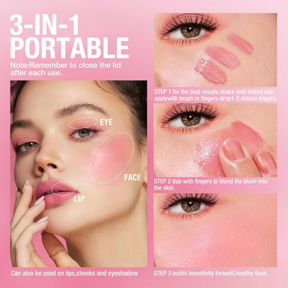 Romantic Rain Natural Beauty Cheeks Liquid Blush Pack Of 3pcs