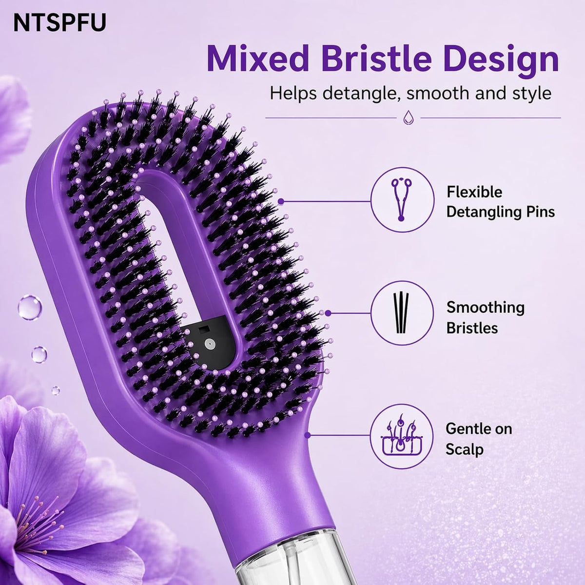 2-in-1 Misting & Detangling Hair Brush