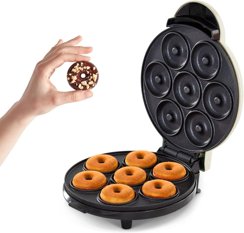 Mini Donut Maker Machine Non-Stick Surface Makes 7 Doughnuts