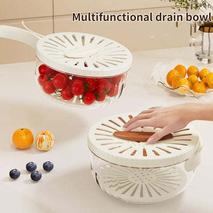 Multifunction 2in1 Food Colander With Handle Draining Bowl With Lid Pack of 2
