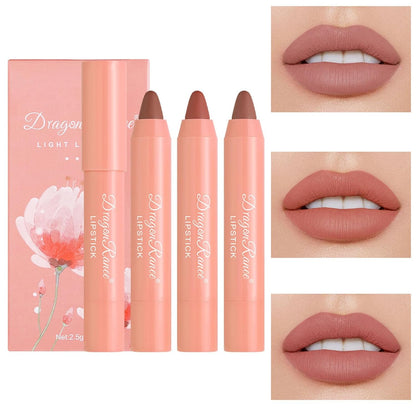 Dragon Ranee Light Luxury Nude Matte Lipstick Lip Crayon 3Pcs Set