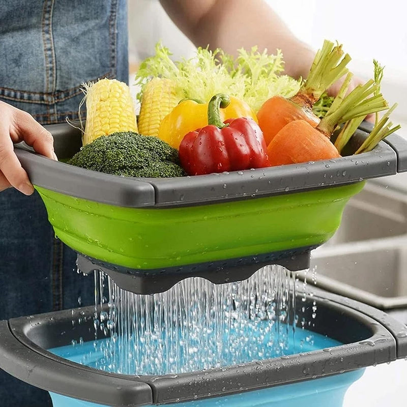 Silicone Kitchen Storage Bag Foldable Storage Basket Drain Filter