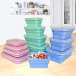 Portable Silicone Collapsible Lunch Box Food Storage Container 4Pcs Set