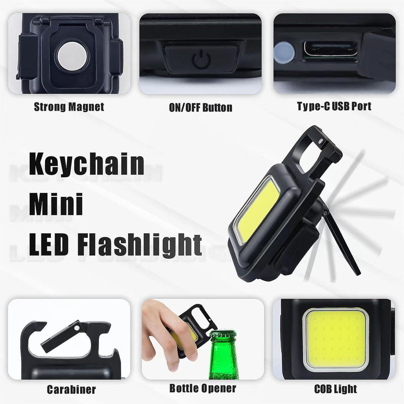 COB Rechargeable Key Chain Light Metal