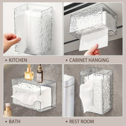 Multifunctional Wall Mounted Acrylic Water Ripple Design Tissue Box 21875