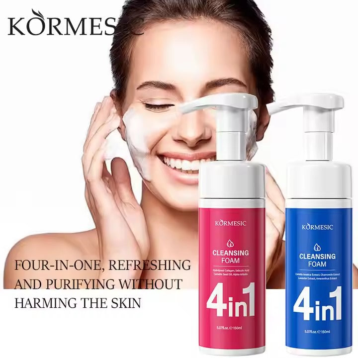 KORMESIC 4in1 Cleanser Blue Pink Mousse for Facial Wash Moisturizer Organic Supply Reduce 150ml