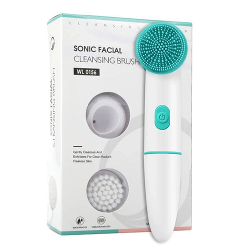 Portable Electric 2in1 Sonic Facial Cleansing Brush Silicone Face Scrubber