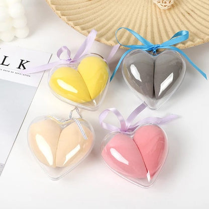 2in1 Cute Makeup Blender Puff Sponges Set With Heart Shape Box