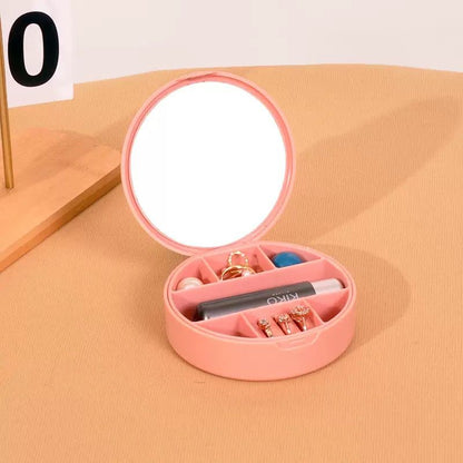 Circle Shape Jewellery &; Multi Purpose Box With Mirror