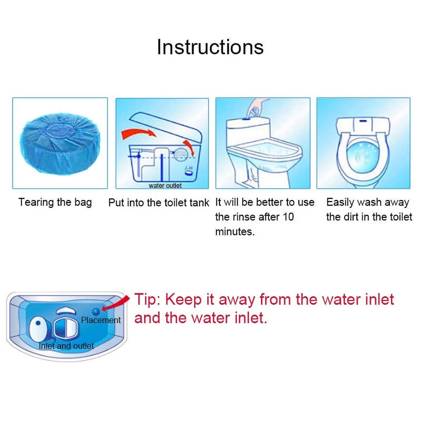 Blue Touch Automatic WC Flushing Toilet Cleaner 4Pcs Set (Pack Of 2)