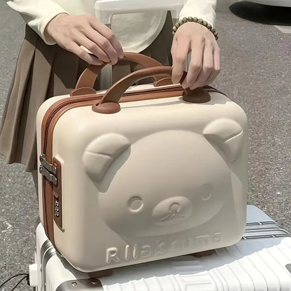 Adorable Bear-Shaped Hanging Makeup Organizer Durable PP Material Portable Cosmetic Storage Bag