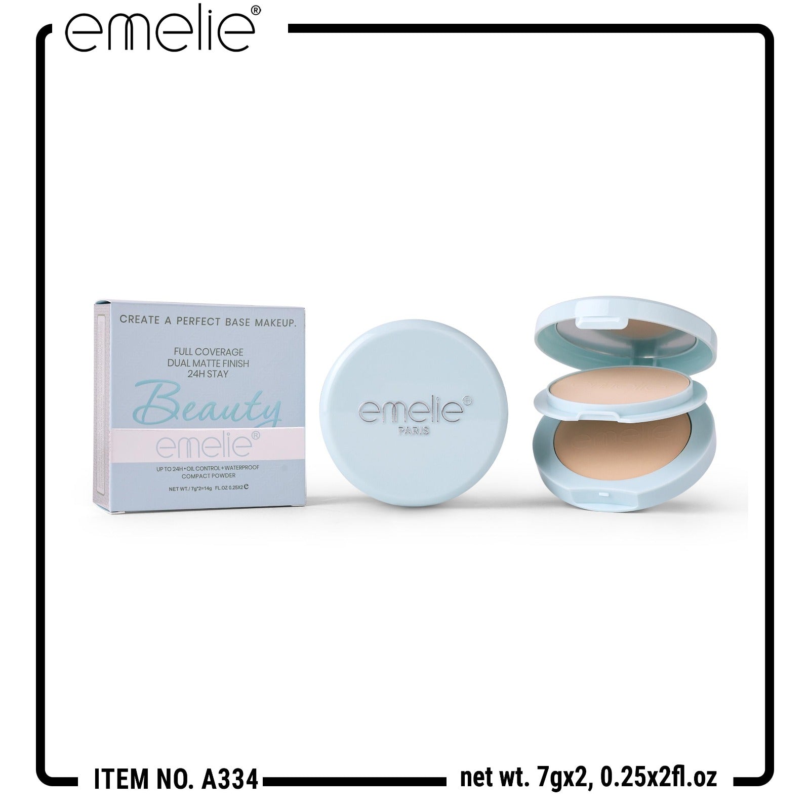 Emelie 2in1 Matte Compact Powder Dual Matte Finish And 24 Hour Stay