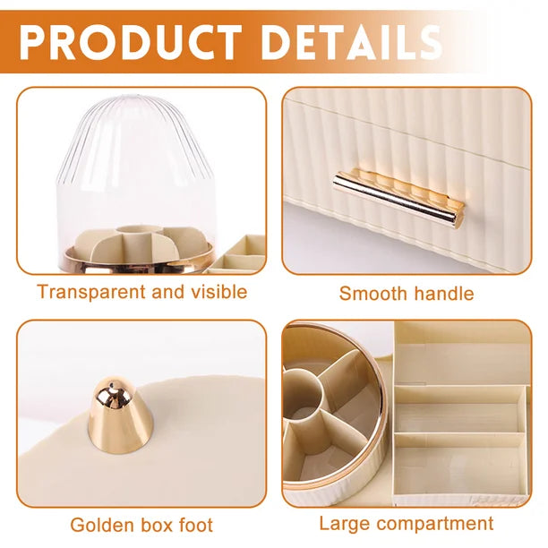 New Elegant Style 360 Degree Rotating Cosmetic Organizer Brush Holder And Cosmetic Tray