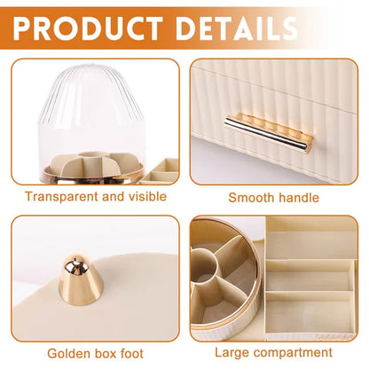 New Elegant Style 360 Degree Rotating Cosmetic Organizer Brush Holder And Cosmetic Tray