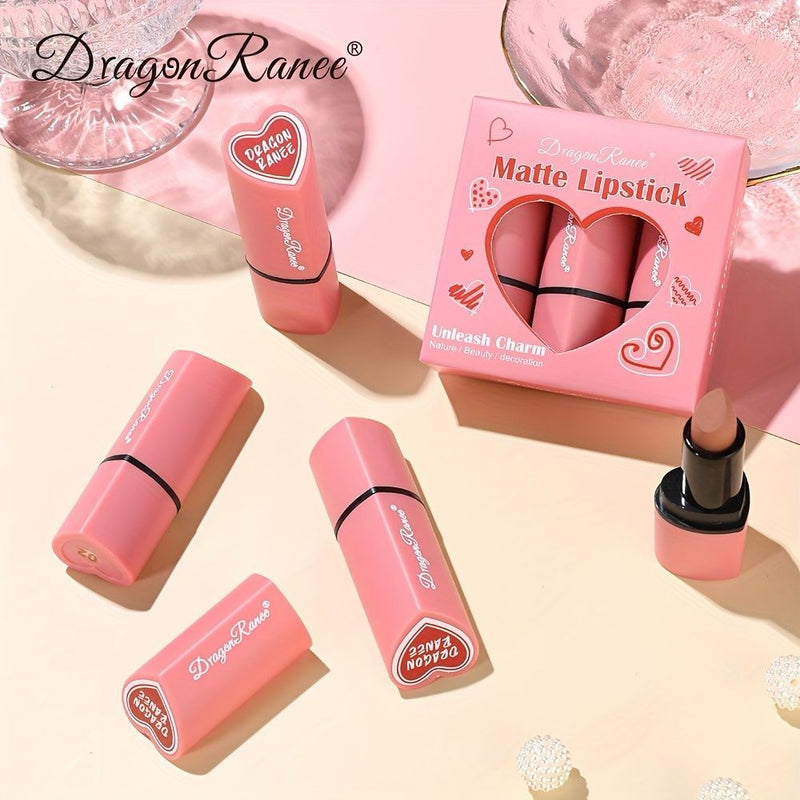 Dragon Ranee Heart Shape Matte High Shine 3Pcs Lipstick