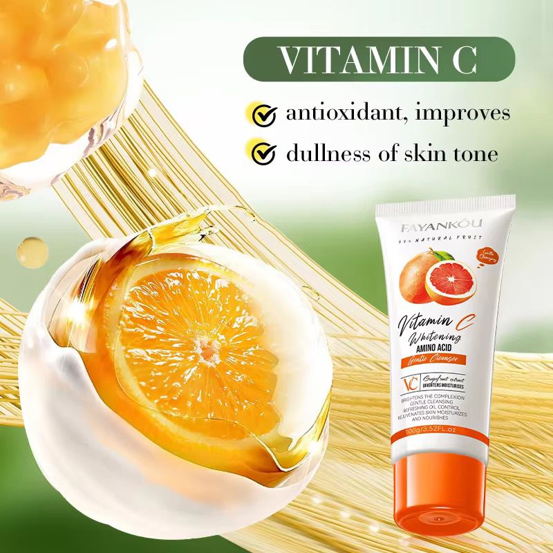 FAYANKOU Grapefruit VC Whitening Amino Acid Clean Makeup Residue Delicate Moisturizing Deep Cleansing Foam Face Wash Cleansing