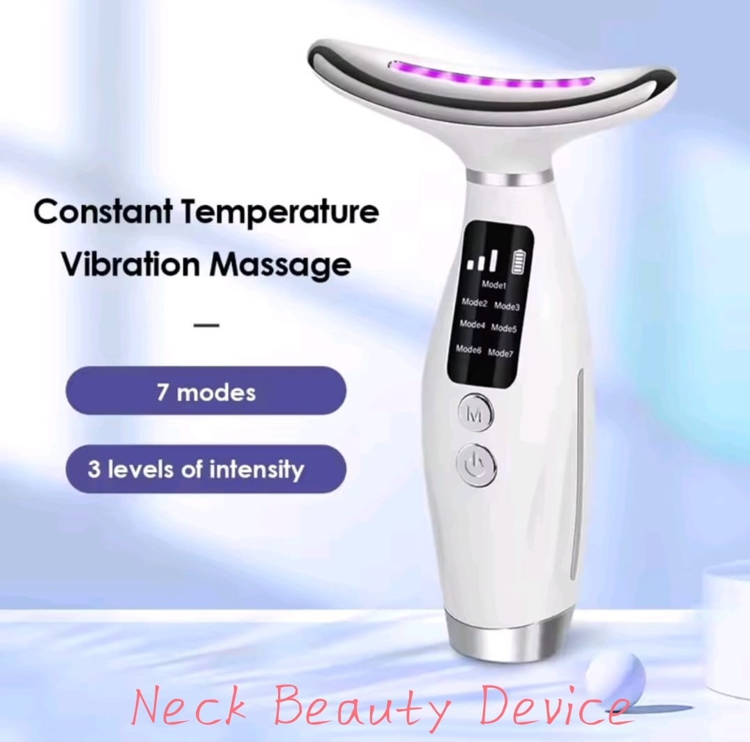 Face And Neck Beauty Device With 7 Colors Of LED Lighting, Vibration Massage, Neck Line Improvement, Double Chin Reduction, Neck Lifting Massager