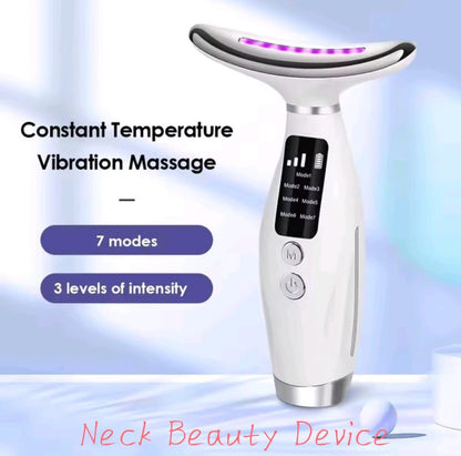 Face And Neck Beauty Device With 7 Colors Of LED Lighting, Vibration Massage, Neck Line Improvement, Double Chin Reduction, Neck Lifting Massager