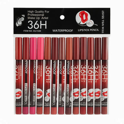 36H Lip Pencils Set Perfect Precision &amp; Long-Lasting Color 12pcs Set