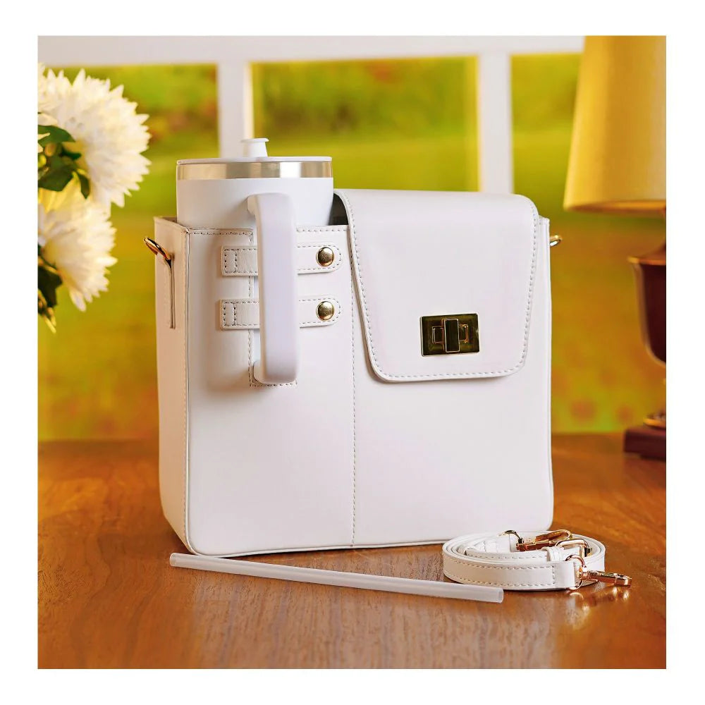 Stanley Tumbler Leather Carry Cross Body Bag With Storage Pocket