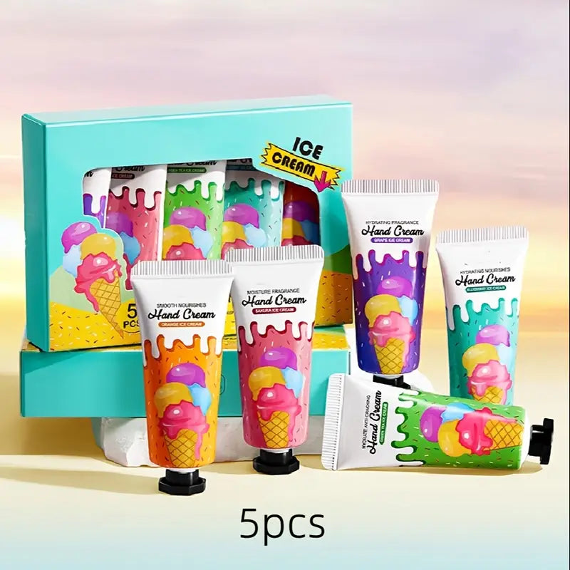 Sadoer 5Pcs Ice Cream Hydrating Fragrance Hand Cream