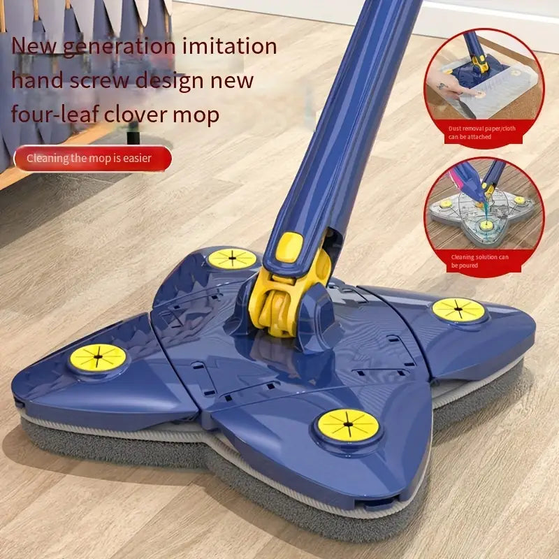 360° Rotatable Magic Mop 4 Side Adjustable Clover Dust Cleaning Mop