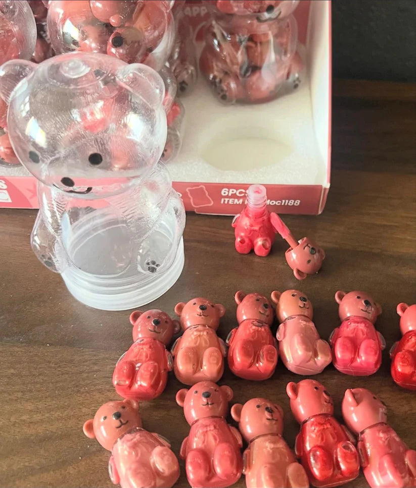 Miss Lara Aesthetic Lip & Cheek Cream Palette +  Bear 12pcs Bear Mini Lip Gloss Jar