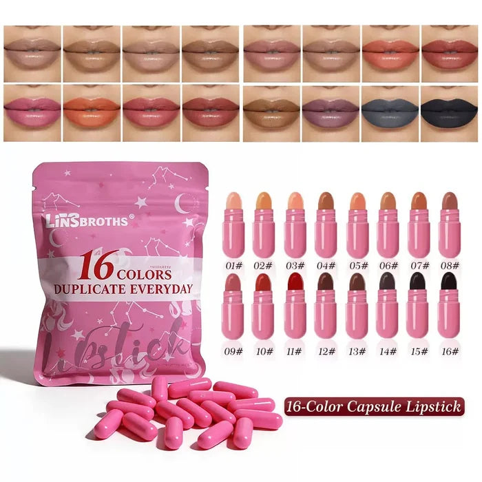 LINSBROTHS 16-Color Mini Capsule Lipstick Set
