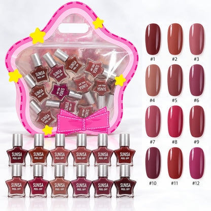 Sunisa Peel-Off Nail Polish Set – 12 Pieces