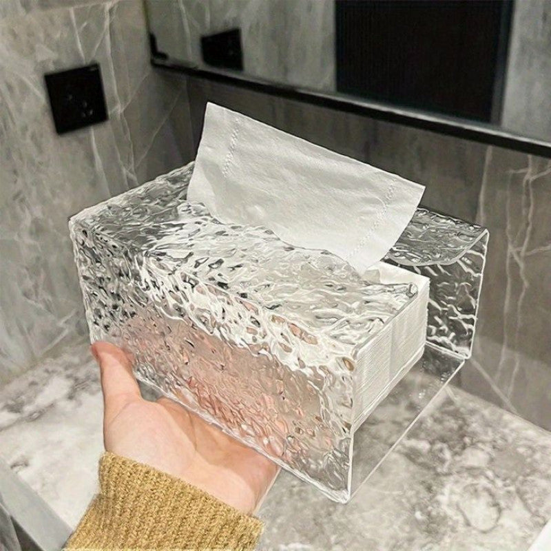 Multifunctional Wall Mounted Acrylic Water Ripple Design Tissue Box 21875