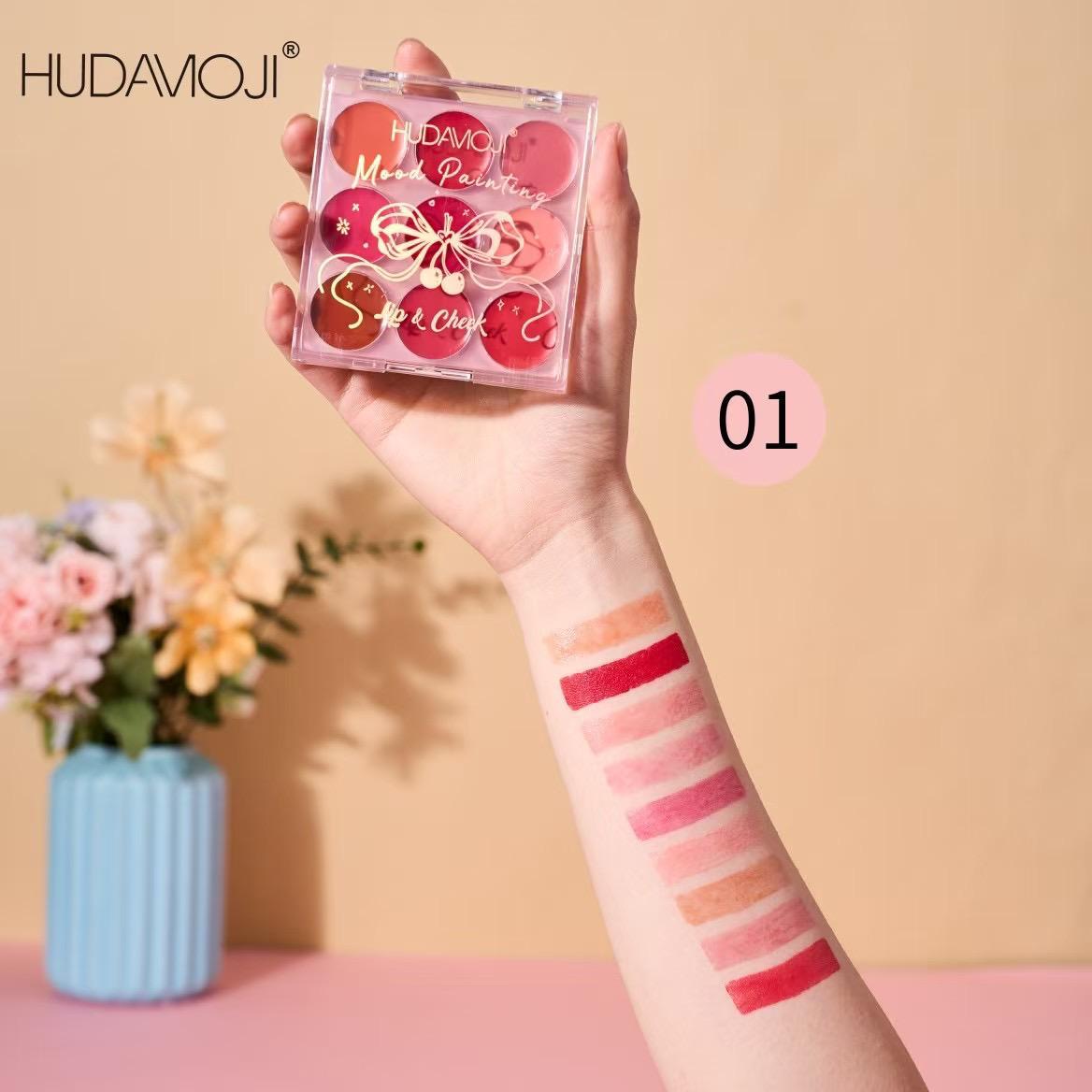 Hudamoji Lip And Cheek Palette Pack Of 3 Set