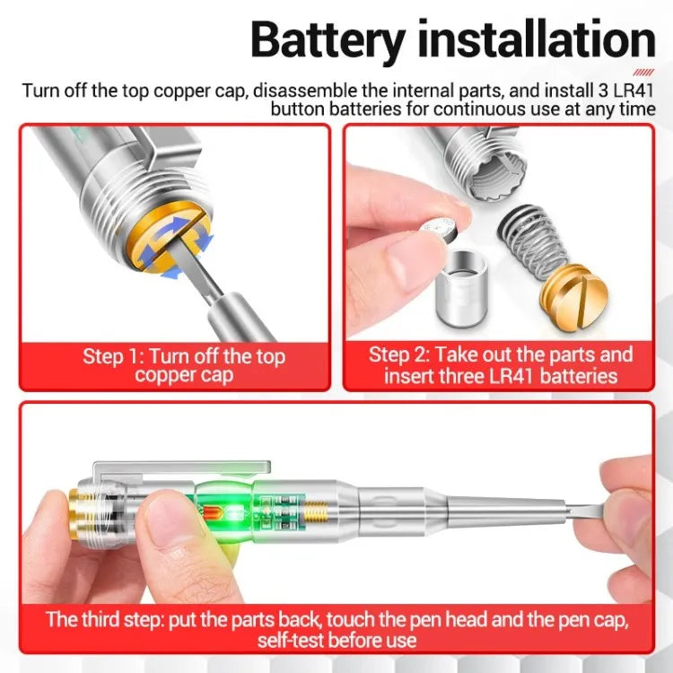 Voltage Detector Pencil Tester Non-Contact Electric Tester Detector Probe with LED High Brightness