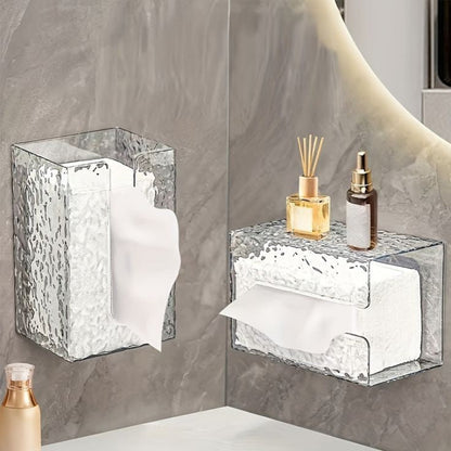 Multifunctional Wall Mounted Acrylic Water Ripple Design Tissue Box 21875