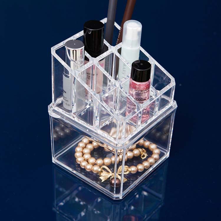 Acrylic Multi Grid 9 Lipstick Holder And 1 Box Makeup Cosmetics Organizer