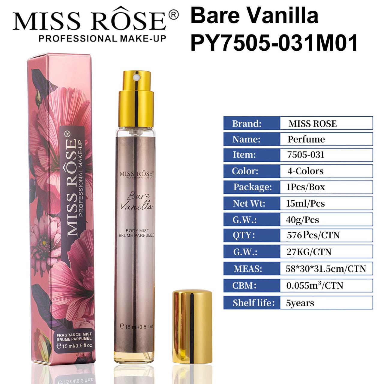 Miss Rose Pocket Body Mist Perfume Collection 15ml