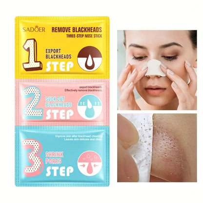 Sadoer 3in1 Blackhead Cleaning Three-step Nose Patch Deep Cleans Pores Peeling Off Nose Strips