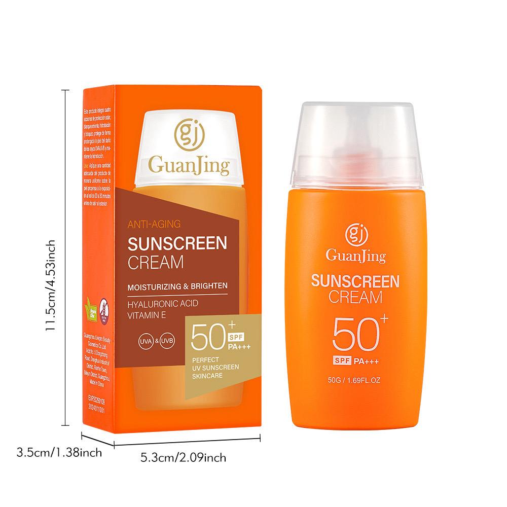 Guanjing Anti-Aging Sunscreen Cream SPF 50+ PA+++ Moisturizing & Brightening with Hyaluronic Acid & Vitamin E – 50g