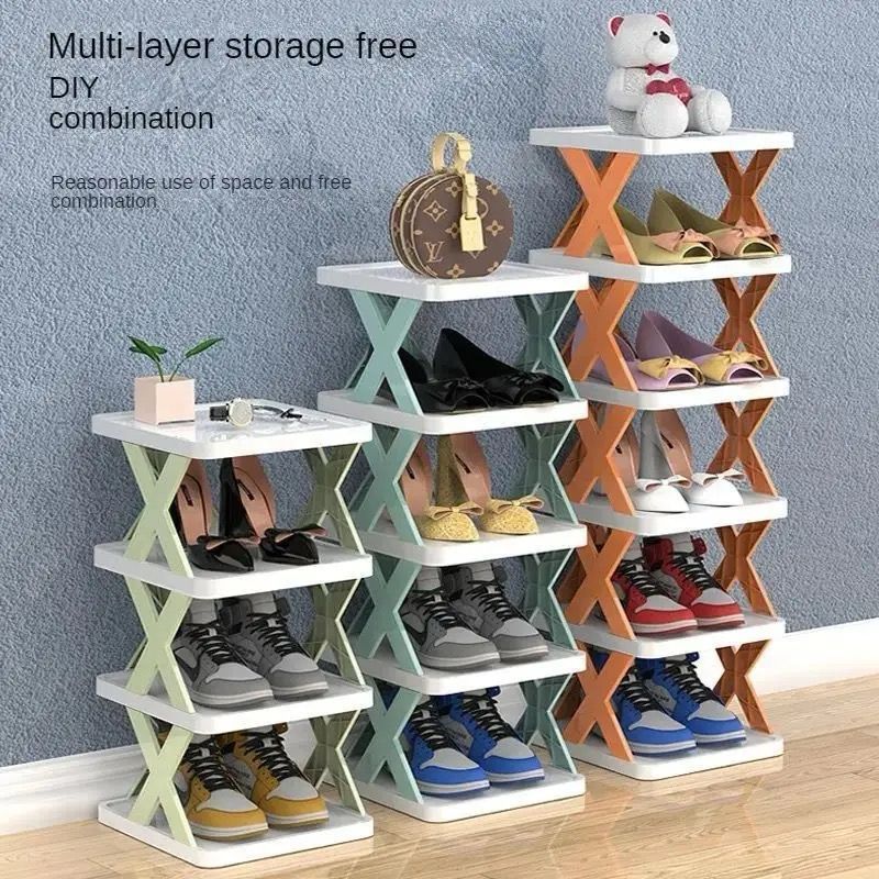 Foldable X Shape Plastic Shoe Rack