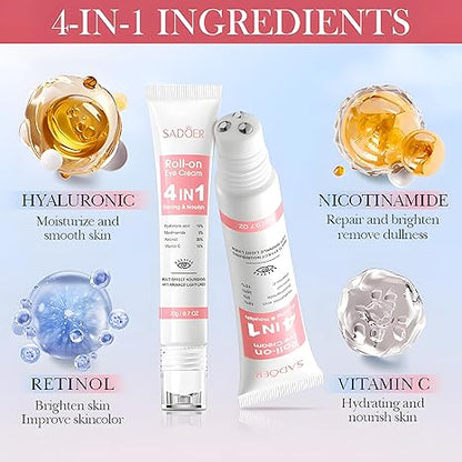 Sadoer 4in1 Rollerball Eye Cream-Multi Function Moisturize Eye Cream