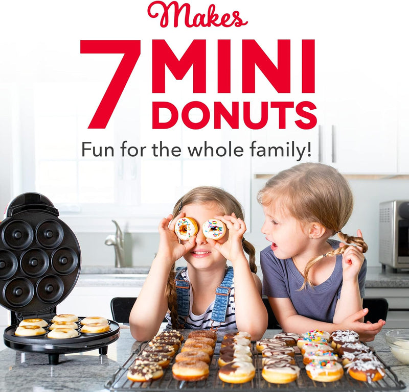 Mini Donut Maker Machine Non-Stick Surface Makes 7 Doughnuts