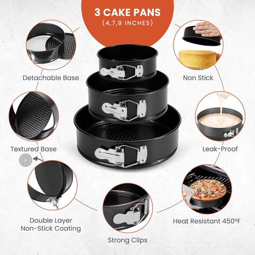 Cake Baking Mold Non-Stick Cake Pan 3Pcs Set