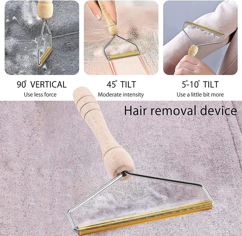 Lint Remover With Wooden Handle For Clothing And Pet Hair Remover