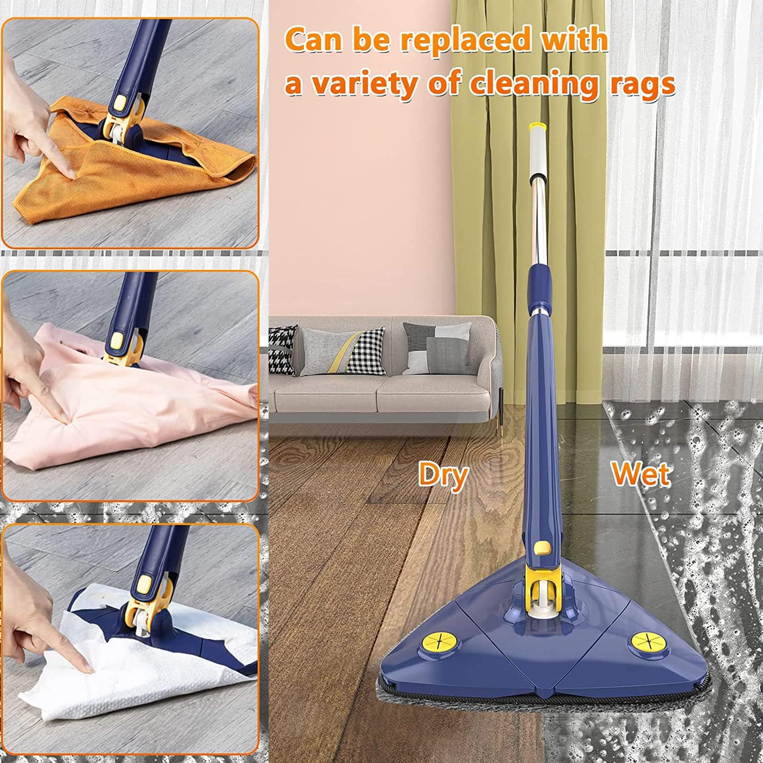 360° Rotatable Adjustable Cleaning Mop with Microfiber Mop Pad (high return)