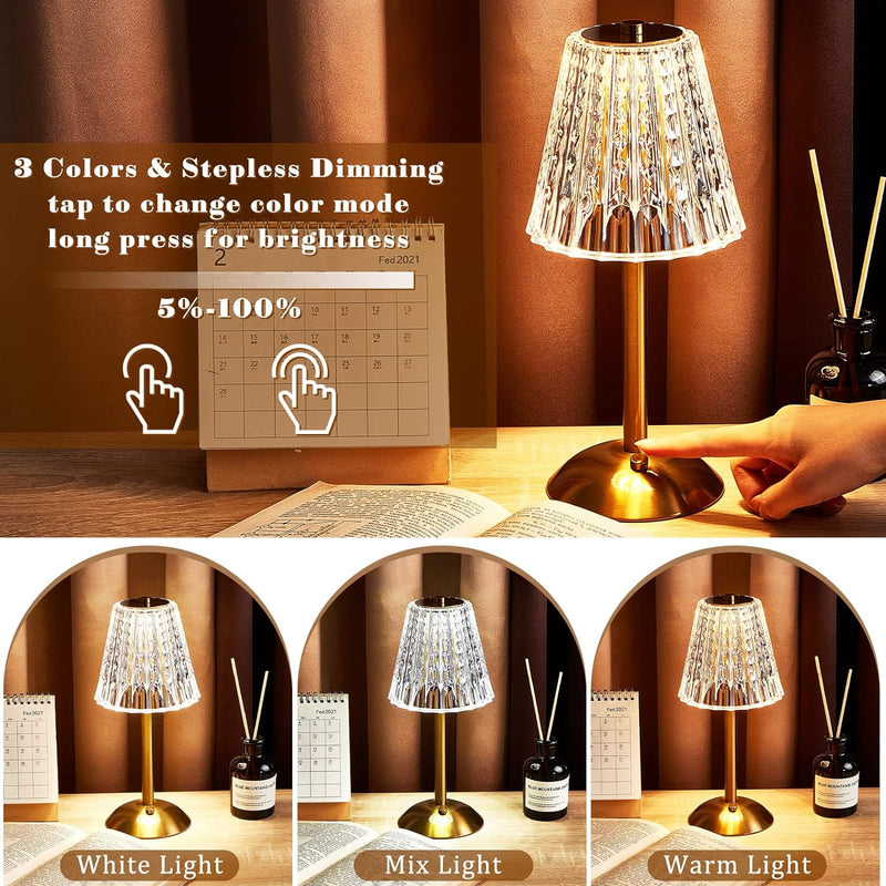 Rechargeable Crystal Acrylic Tabletop LED Lamp