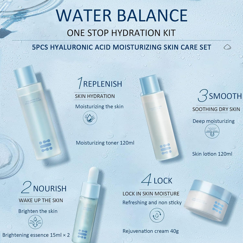 Zhiduo Hyaluronic Acid Moisturizing Facial Skin Care Gift Set 5Pcs Set